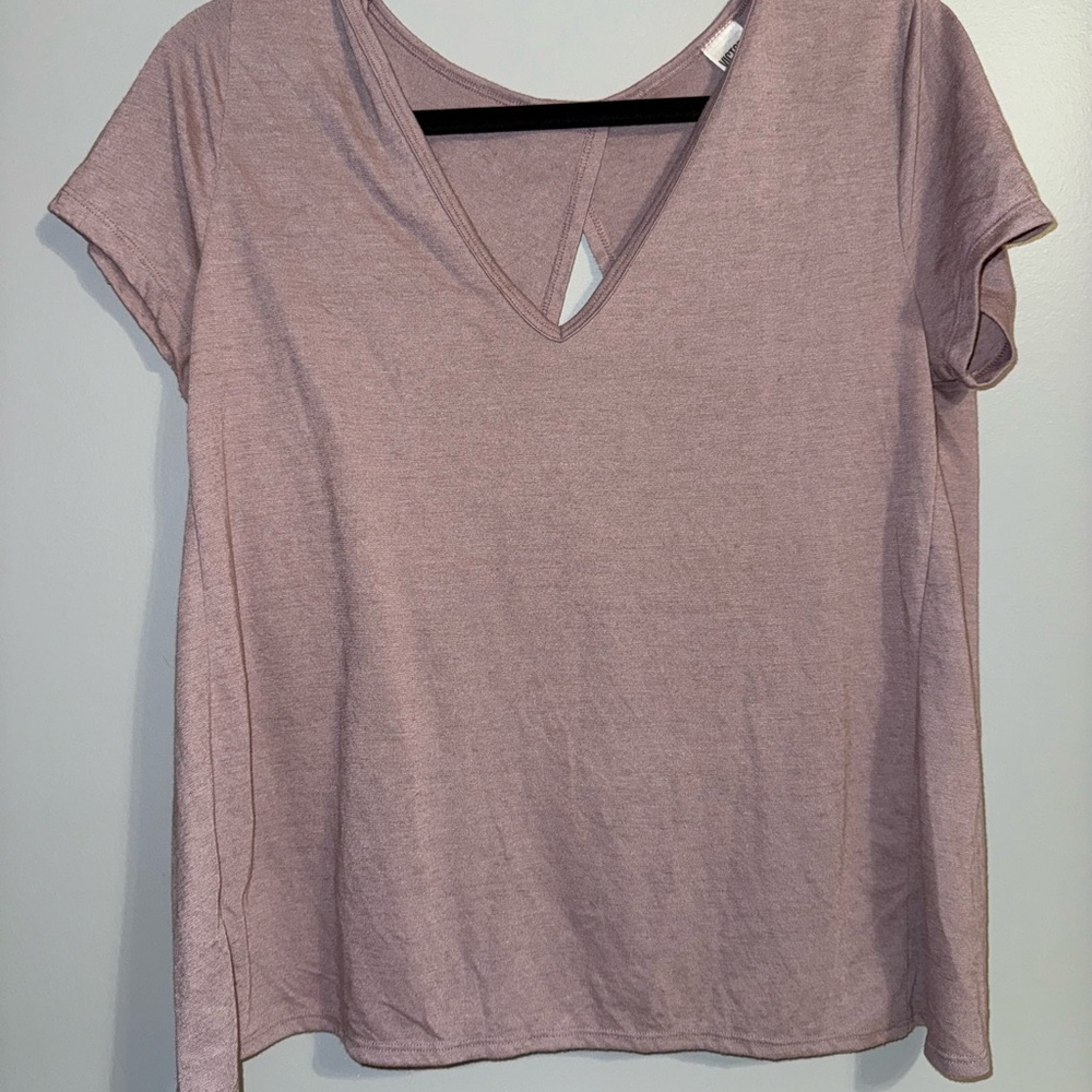 Women's Mauve V-Neck Active Top With Open Back